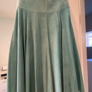 COPY - RL lt aqua suede skirt. a bit dirty around wait from being in closet.